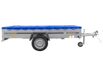 Einachsanhänger 264×150 UNITRAILER GARDEN 265 KIPP mit einem Flachplanenträger und blauer Plane – Bild 3