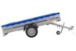 Einachsanhänger 264×150 UNITRAILER GARDEN 265 KIPP mit einem Flachplanenträger und blauer Plane – Bild 4